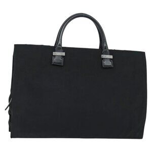 GUCCI Hand Bag Nylon Black Silver